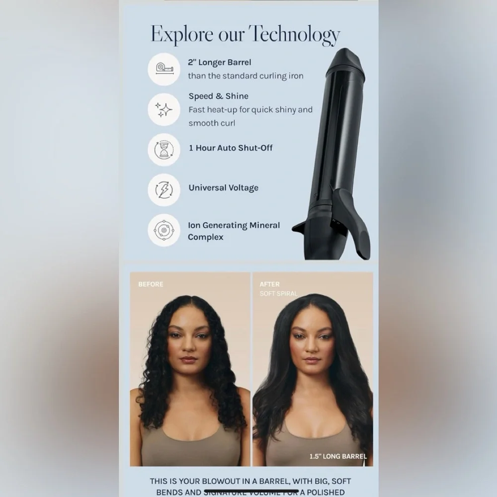 Bio Ionic Black Long Barrel Pro Curling Iron